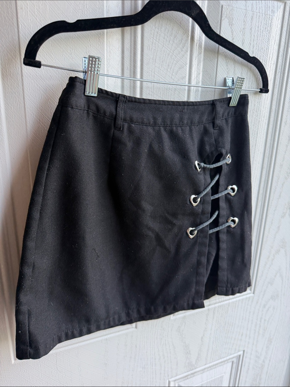 Black Y2K Lace Up Mini Skirt Goth Grunge Punk Skirt Size Small - Picture 3 of 8